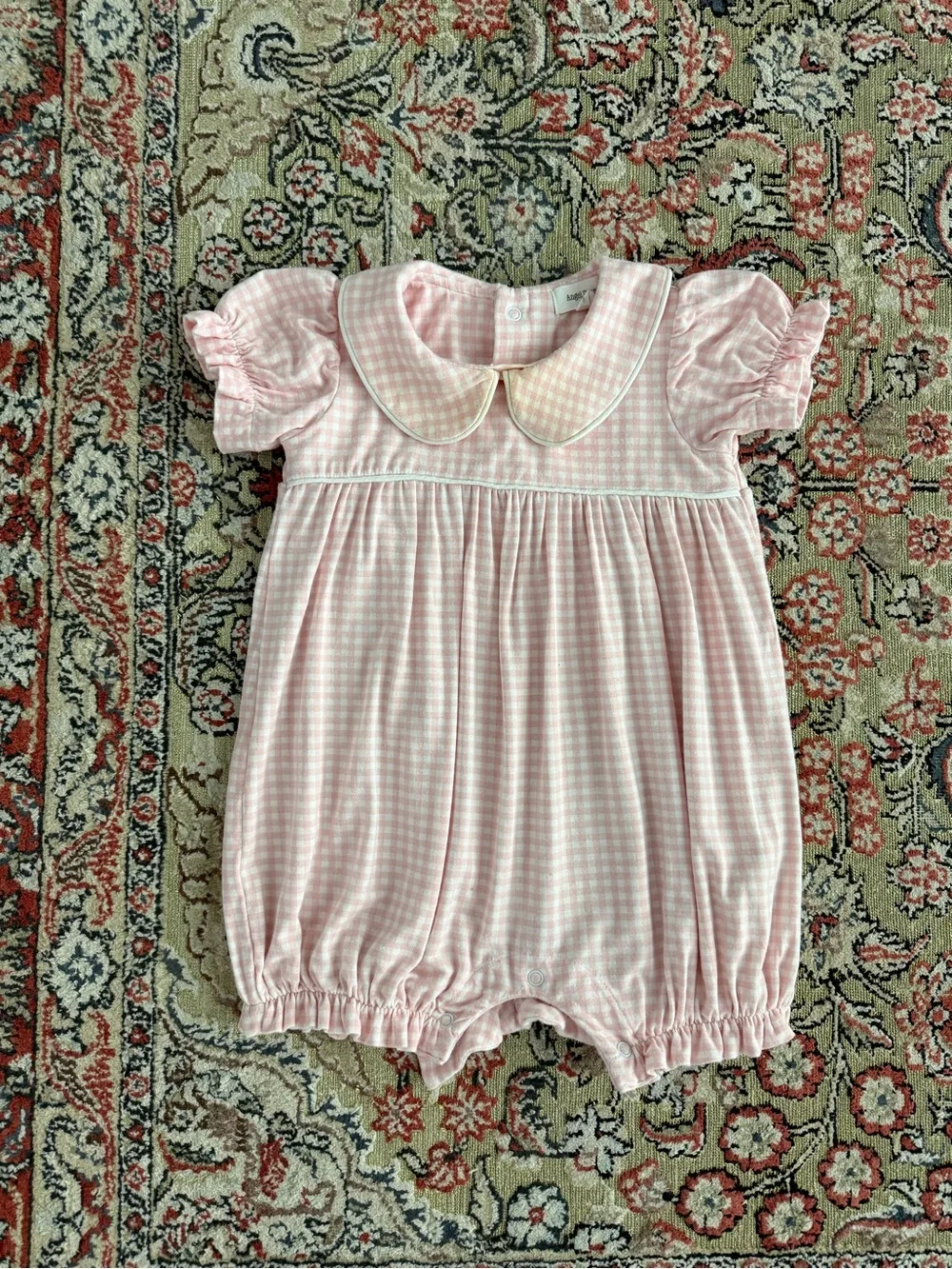 Angel Dear Pink Gingham Baby One-Piece Romper